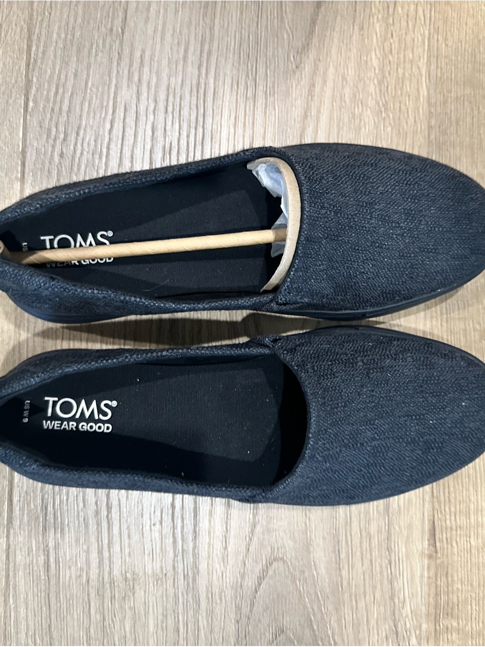 TOMS Black Canvas Slip-On Loafers